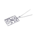 Silver 925 Clear CZ Rhodium Plated 2 Star Pendant Necklace - BGP00094