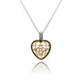 Silver 925 Clear CZ Gold Plated Heart Pendant Necklace - BGP00117