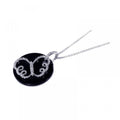 Silver 925 Clear CZ and Onyx Rhodium Plated Butterfly Pendant Necklace - BGP00125