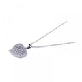 Silver 925 Clear CZ Rhodium Plated Heart Pendant Necklace - BGP00130