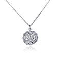 Silver 925 Clear CZ Rhodium Plated Filigree Pendant Necklace - BGP00158