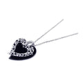 Silver 925 Black Onyx Rhodium Plated Heart Pendant Necklace - BGP00164
