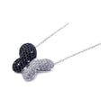 Silver 925 Black and Rhodium Plated Butterfly CZ Necklace - BGP00169
