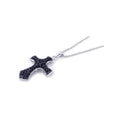 Silver 925 Rhodium Plated Black Cross CZ Necklace - BGP00177