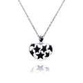 Silver 925 Black Rhodium and Rhodium Plated Star Heart CZ Necklace - BGP00183