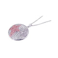 Silver 925 Rhodium Plated Circle Pink Start CZ Necklace - BGP00186