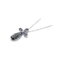 Silver 925 Rhodium Plated Cross Teardrop CZ Necklace - BGP00190