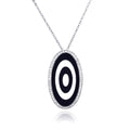 Silver 925 Rhodium Oval Evil Eye CZ Necklace - BGP00204