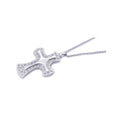 Silver 925 Rhodium Cross CZ Necklace - BGP00205