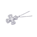Silver 925 Rhodium Cross CZ Necklace - BGP00206