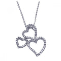 Silver 925 Rhodium Multiple Graduated Open Heart CZ Necklace - BGP00210