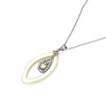 Silver 925 Rhodium Open Marquise CZ Necklace - BGP00220