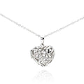 Silver 925 Rhodium Heart Locket CZ Necklace - BGP00225