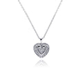 Silver 925 Rhodium Heart CZ Necklace - BGP00227