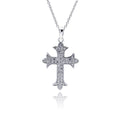 Silver 925 Rhodium Cross CZ Necklace - BGP00231