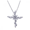 Silver 925 Rhodium Marquis Cross CZ Necklace - BGP00235