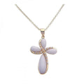 Silver 925 Gold Plated Ivory Cross CZ Necklace - BGP00259