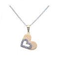 Silver 925 Gold Rhodium Plated Double Open Heart CZ Necklace - BGP00268
