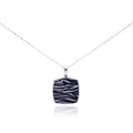 Silver 925 Rhodium Plated Square Zebra CZ Necklace - BGP00281