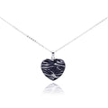 Silver 925 Rhodium Plated Zebra Print Heart CZ Necklace - BGP00282