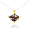 Silver 925 Gold Plated Brown Stripe CZ Necklace - BGP00284