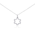 Silver 925 Rhodium Plated Open Star CZ Necklace - BGP00290