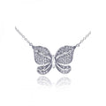 Silver 925 Rhodium Plated Butterfly CZ Necklace - BGP00299