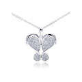 Silver 925 Rhodium Plated Butterfly Plated CZ Necklace - BGP00306