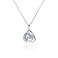 Silver 925 Rhodium Plated Abstract Design Heart CZ Necklace - BGP00309