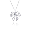Silver 925 Rhodium Plated Open Ribbon CZ Necklace - BGP00320