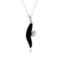 Silver 925 Rhodium Plated Black Onyx CZ Necklace - BGP00326