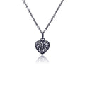 Silver 925 Black Rhodium Plated Heart CZ Necklace - BGP00371