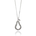 Silver 925 Rhodium Plated Open Teardrop Pear Eggplant CZ Necklace - BGP00437
