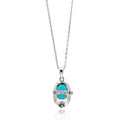 Silver 925 Rhodium Plated Baby Shoe Blue CZ Necklace - BGP00444