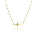 Silver 925 Gold Plated Sideways Cross Necklace - BGP00493