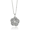 Silver 925 Rhodium Plated Flower Inner Zebra Print CZ Necklace - BGP00519