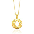 Silver 925 Gold Plated Open O Filigree CZ Center White Onyx Necklace - BGP00559