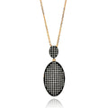 Silver 925 Rose Gold and Black Plated Graduated Oval Black and Clear CZ Necklace - BGP00607