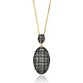 Silver 925 Black and Gold Plated Clear Oval CZ Necklace - BGP00618
