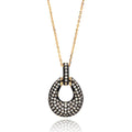 Silver 925 Gold Plated Open Teardrop Black and Clear CZ Necklace - BGP00638