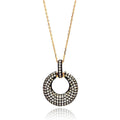 Silver 925 Gold Plated Open Circle Black and Clear CZ Necklace - BGP00639