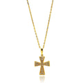 Silver 925 Gold Plated Cross CZ Inlay Dangling Necklace - BGP00650