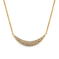 Silver 925 Gold Plated Crescent CZ Inlay Necklace - BGP00801
