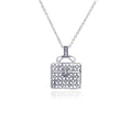 Silver 925 Clear CZ Rhodium Plated Handbag Pendant Necklace - STP00007