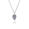Silver 925 Clear CZ Rhodium Plated Leaf Necklace - STP00019