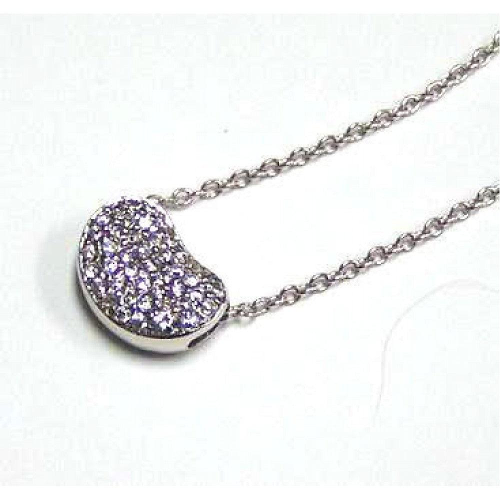 Silver 925 Clear CZ Rhodium Plated Bag Pendant Necklace - STP00057