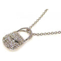 Silver 925 Clear CZ Rhodium Plated Hand Bag Pendant Necklace - STP00062
