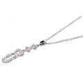 Silver 925 Clear CZ Rhodium Plated I Heart U Pendant Necklace - STP00065