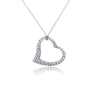 Silver 925 Clear CZ Rhodium Plated Dangling Heart Pendant Necklace - STP00068