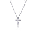 Silver 925 Clear CZ Rhodium Plated Cross Pendant Necklace - STP00096